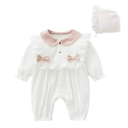 Spring 0-24M Children Clothes Baby Girl Romper Long Sleeved Newborn Jumpsuit+Hat - Picture 37 of 39