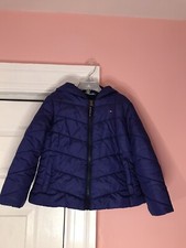Tommy Hilfiger Girls Kids Hooded Puffer Jacket Blue Size 5