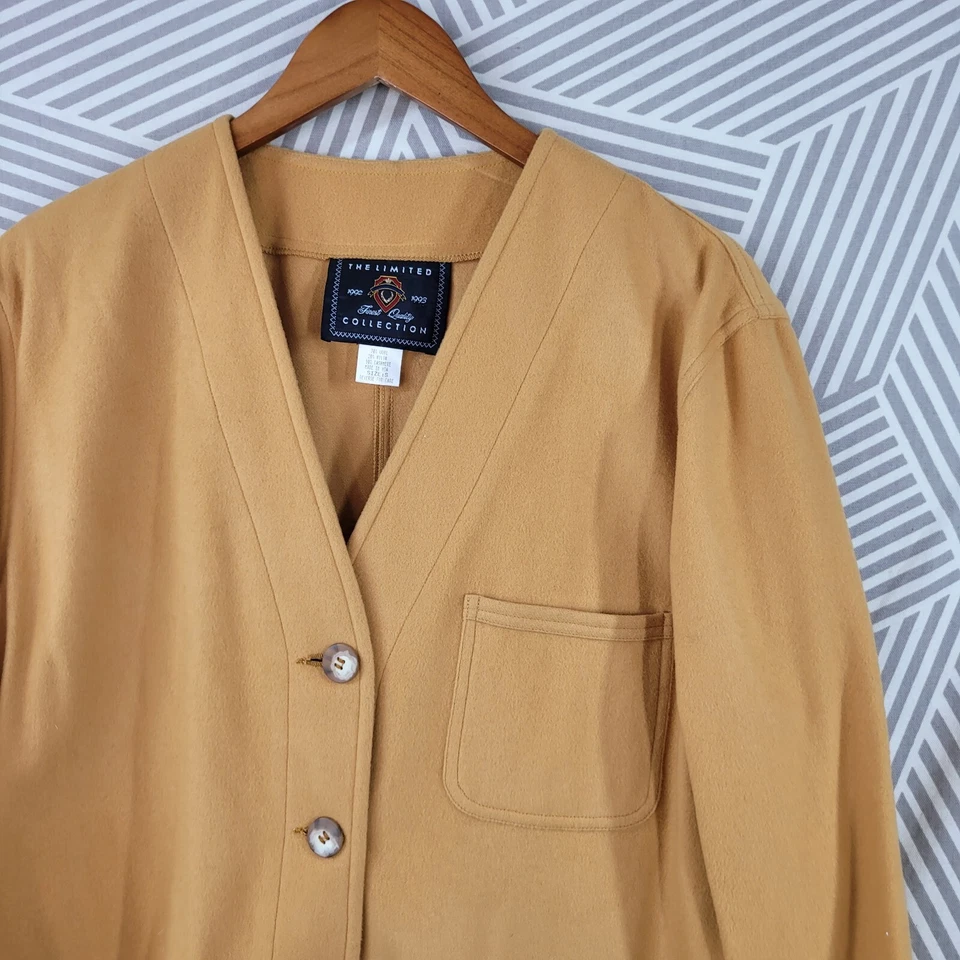 复古 90 年代 限量尺寸小号开衫毛衣夹克 毛毡羊毛橙色 — 第 2/4 张图片