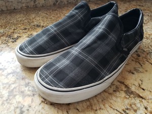 plaid vans slip ons