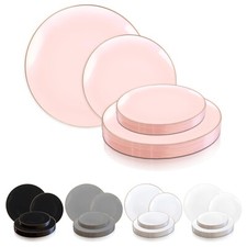 Organic Round Disposable Plastic Plates Wedding Party Value Sets 120 PCS