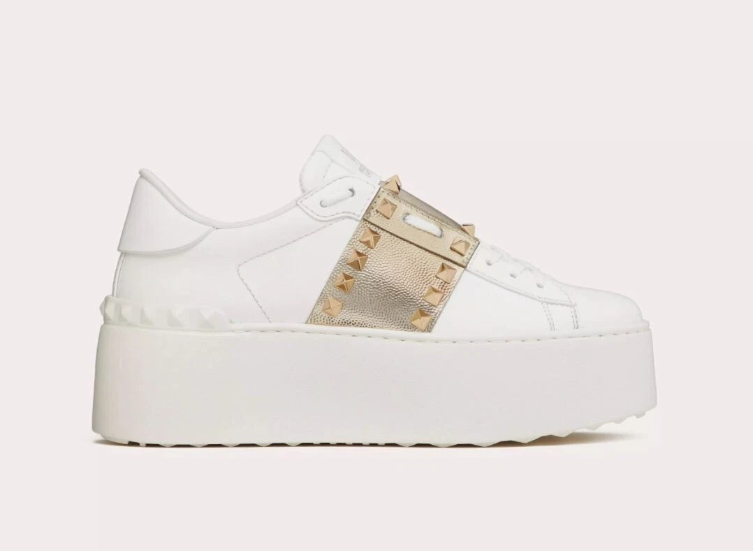 VALENTINO SNEAKER FLATFORM ROCKSTUD SENZA TITOLO IN PELLE DI VITELLO CON MICRO BORCHIE Taglia 40