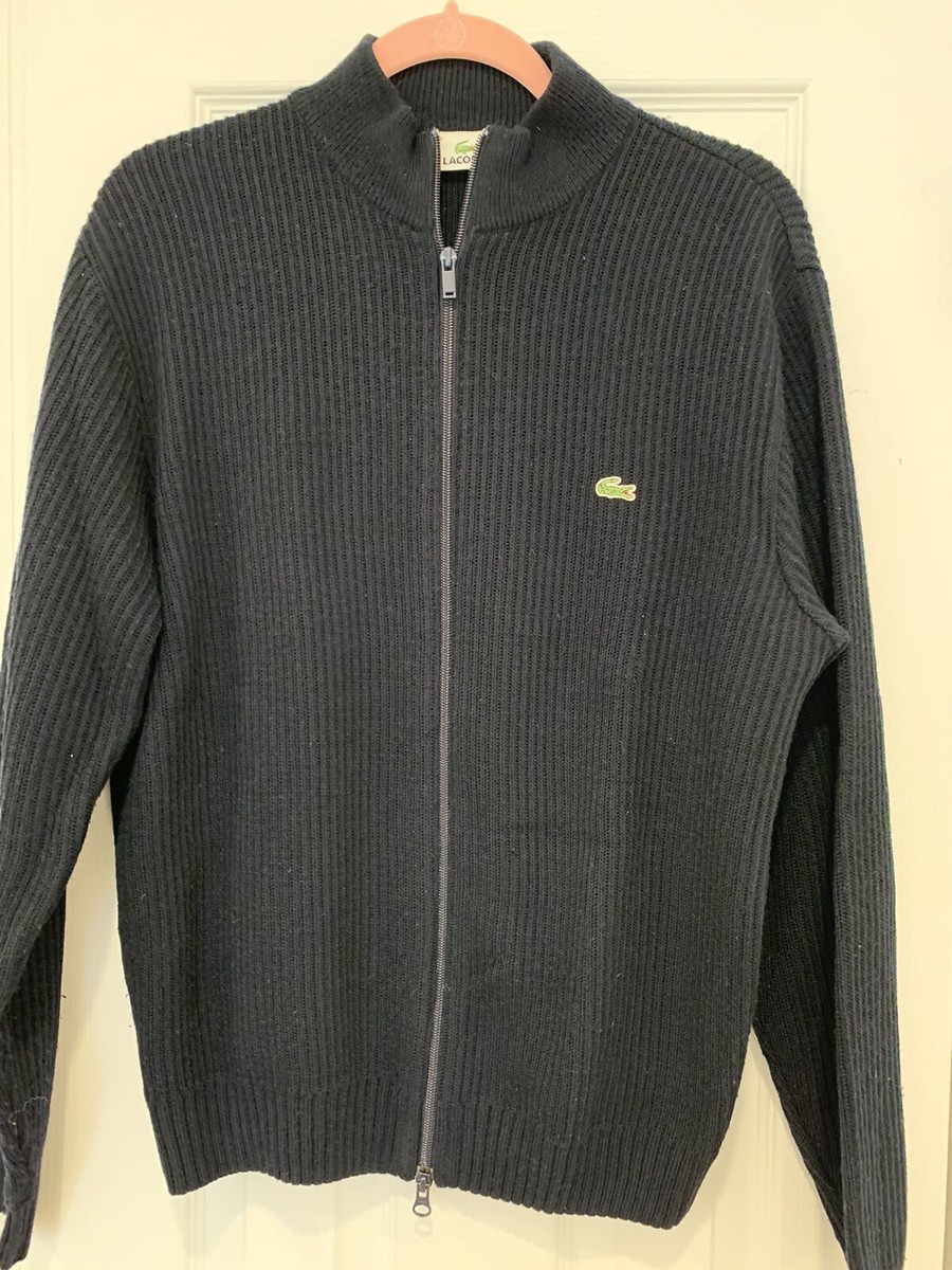 LACOSTE Men's Sweater Sz Large 5 Navy Blue FullZip Cardigan LACOSTE Men's Sweater Sz Large 5 Navy Blue FullZip Cardigan