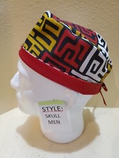 African Print Maze Men's Skull/Chemo Surgical Scrub Hat/Cap Handmade