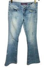 Vintage Y2K Bongo Fabulous Flare Jeans Size 5 Distressed Light Blue Wash Lowrise