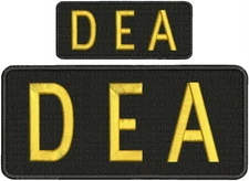 DEA embroidery patches 4x9 and 2x5 hook ON BACK gold