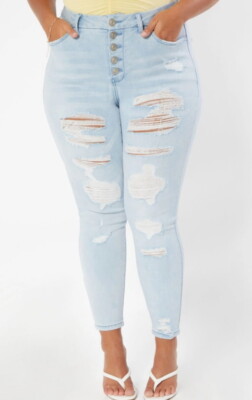 Rue 21+ Plus Light Wash High Rise 