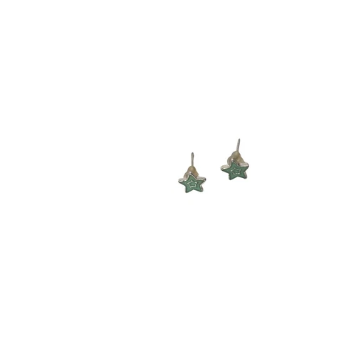 Vintage Green Star Stud Earrings Womens Costume Jewelry