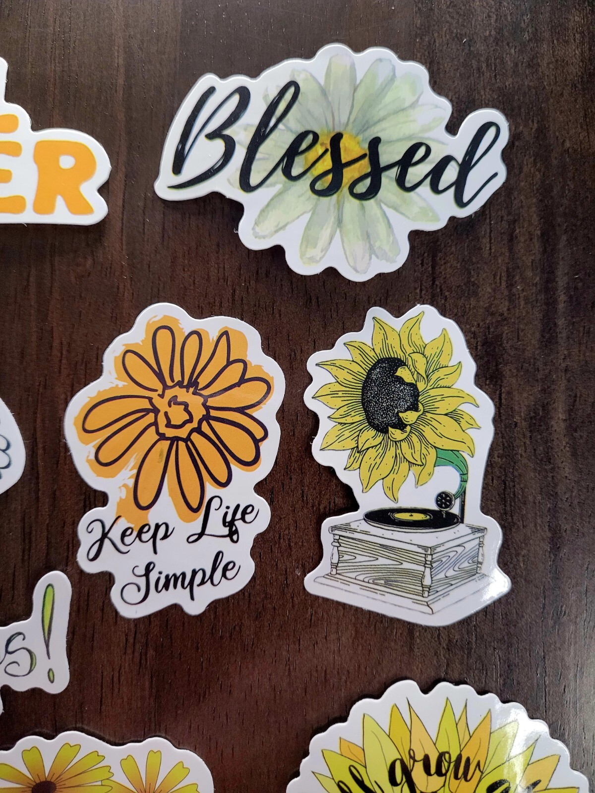 STICKERS x 10 Positive Reminder Inspiration Sunflowers Be Happy Blessed 32B4