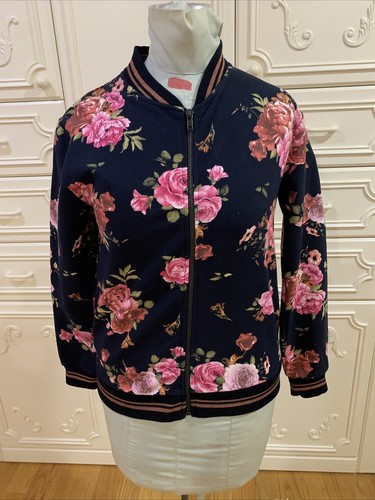 ZARA AMAZING BRIGHT FLORAL ZIP FRONT SWEATSHIRT JACKET GIRL'S COLLECTIONSZ 11/12