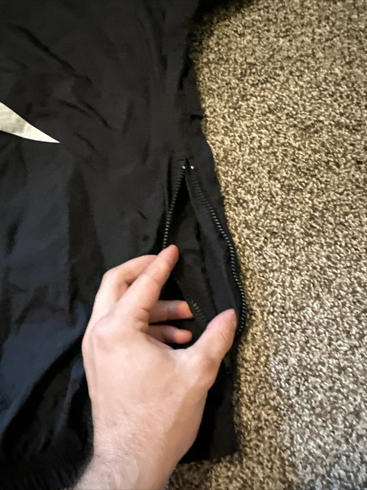Vintage 90s Reebok Big Logo Black Nylon Full Zip Windbreaker Jacket Mens 2XL - Image 3 of 4
