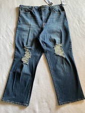 Womens Sofia Vergara Leslie Super High Rise Slim Destructed Blue Jeans Size 20