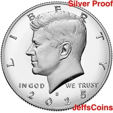 2025 S John F Kennedy 999 Silver PROOF Half Dollar Mint JFK 50 Cents Unc