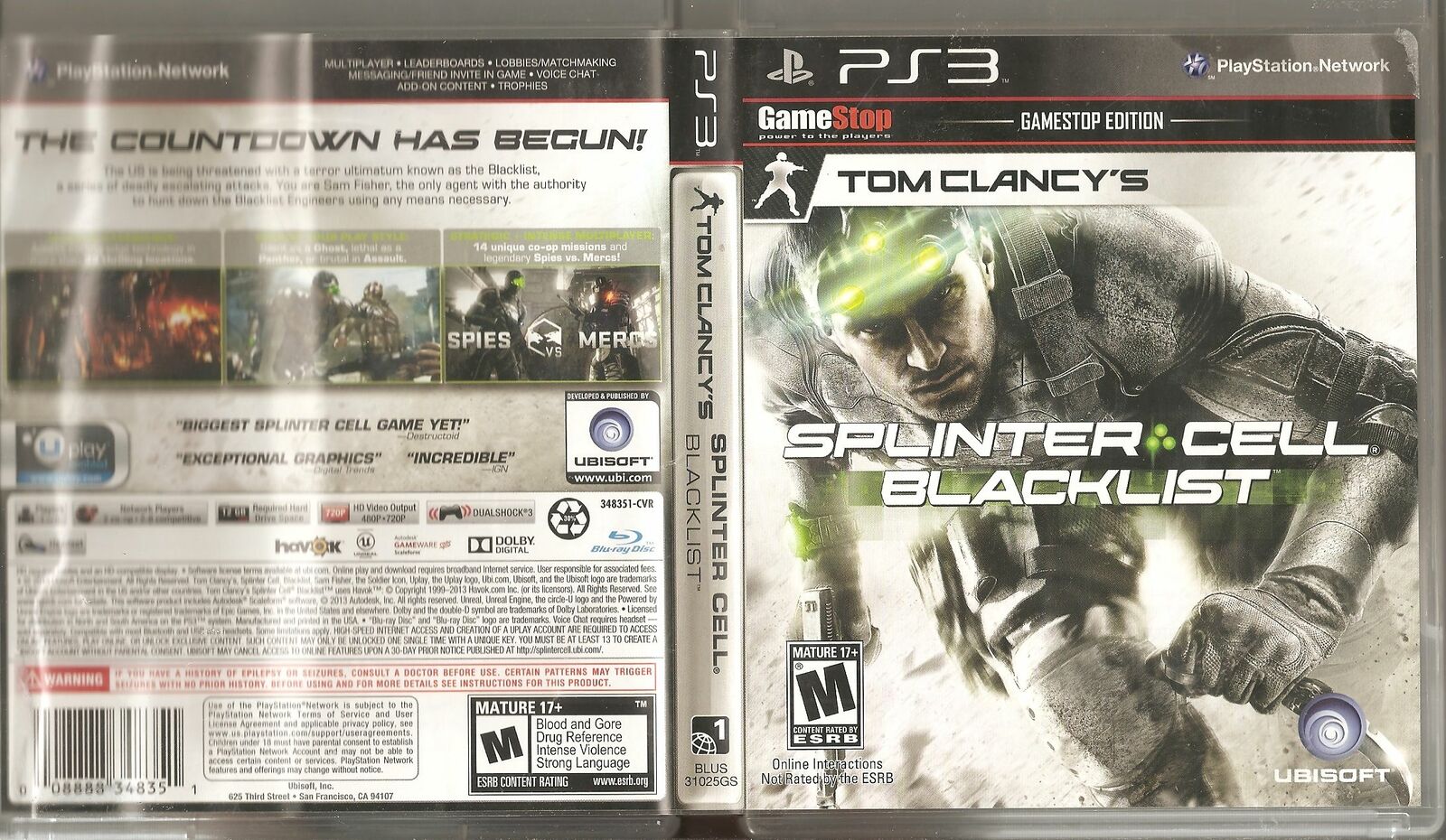 Splinter Cell Blacklist Signature Edition (launch only), Ubisoft,  PlayStation 3, 008888368359 