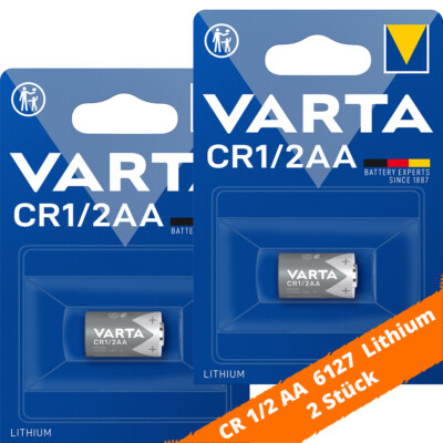 2 x Varta CR 1/2 AA Mignon 6127 Lithium 3 V Batterie 700mAh im 1er Blister