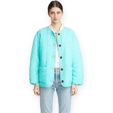 Forte Forte Quilted Oversized Reversible Bomber Jacket Blue Green Fits S-l