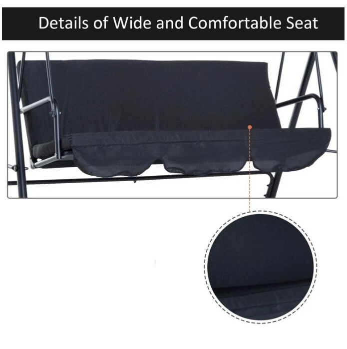 Silla Columpio Exterior Porche para 3 Personas con Toldo Ajustable Resistente a la Intemperie Foto 4 de 4