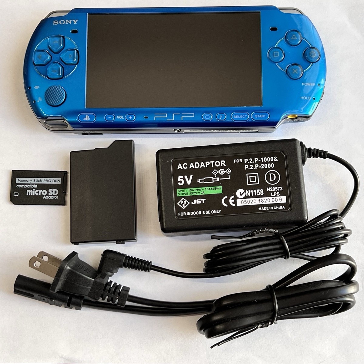 VIBRANT BLUE PSP 3000 System w/ Charger, Battery, 16gb Memory Card