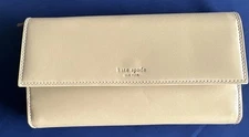 Vtg. Kate Spade Tan Patent Leather Wallet with Removable Check Book Cover 7"x 4"
