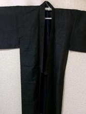 Boro Japanese Kimono Aged Textile Robe Men Lined Black Colour Fabric Japan