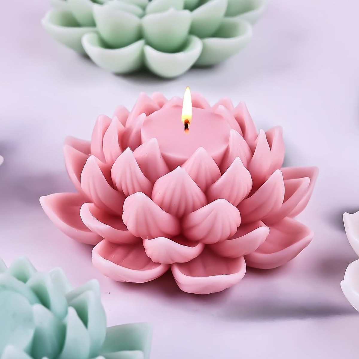 Buy Silicone Lotus Flower Mold, Lotus Resin Candle Soap Molds, 3D
