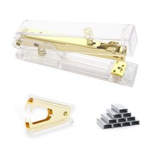 Gold Acrylic Stapler, Desktop Stapler, 25 Sheet Capacity, Includes 1000 Stapl...