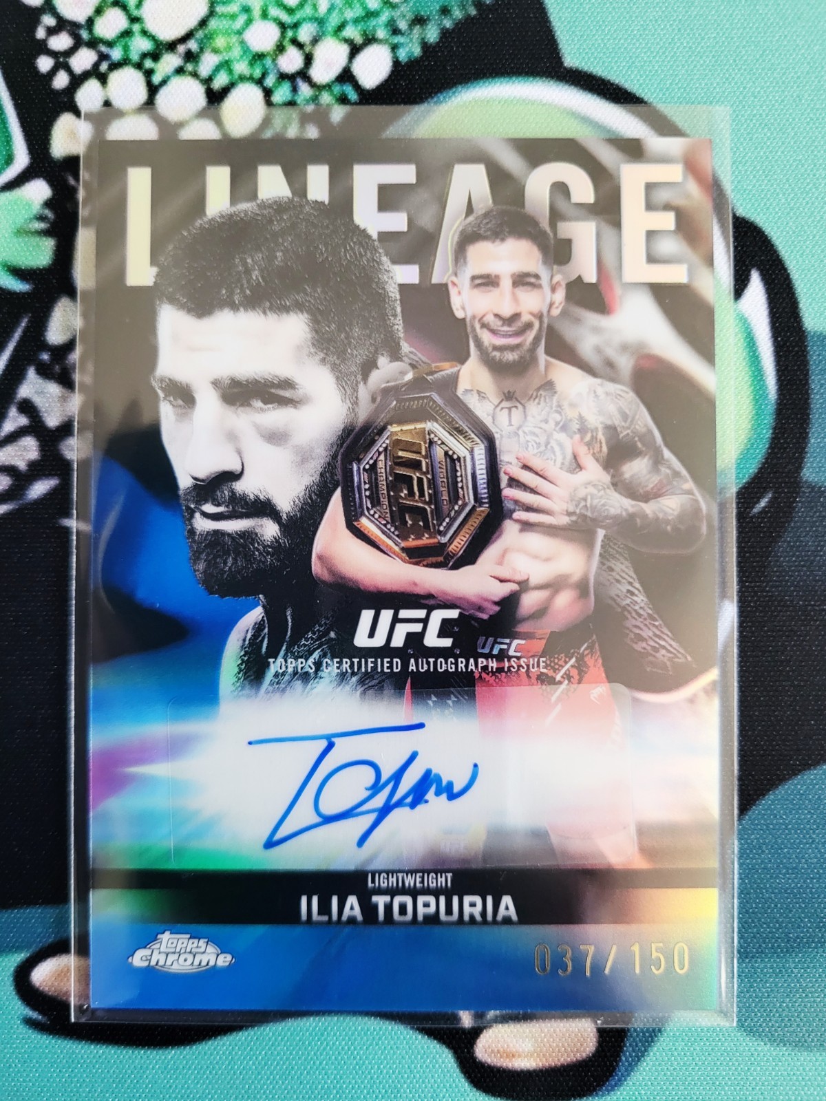 2026 Topps Chrome UFC Ilia Topuria Lineage Auto Blue Refractor /150 Gem Mint