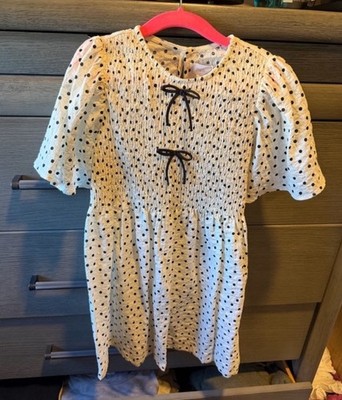 Zara Black and White Smocked Dress NWT Size 6 Years Girls