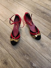 Modern Latin Dance Shoes Women's Red Dance Shoes Medium High Heels Soft Sole