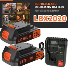 2Pack 20V 1.5AH Lithium Battery/Charger for Black  Decker 20 Volt LBX20 LBXR20
