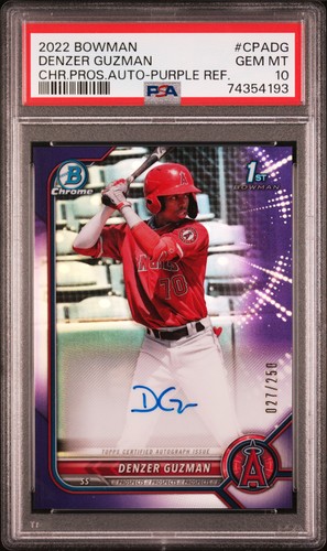 2022 BOWMAN CHROME PROSPECT AUTOS #CPADG DENZER GUZMAN 27/250 PSA 10 AUTO - Picture 1 of 2