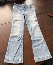 Abercrombie Kids Girls Blue  Low Rise Flare Bootcut Jeans 7/8 Pocket Light Denim
