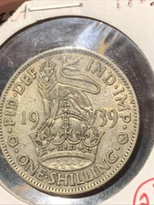 1939 UK GB Great Britain 1 One Shilling George VI WWII Old Silver AU