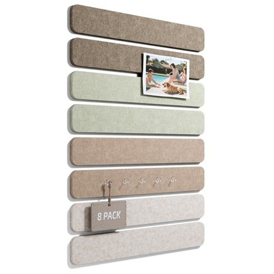 8 Pack Felt Wall Panels Linen Dusk 13x2 inch Wall Mount Bulletin Boards