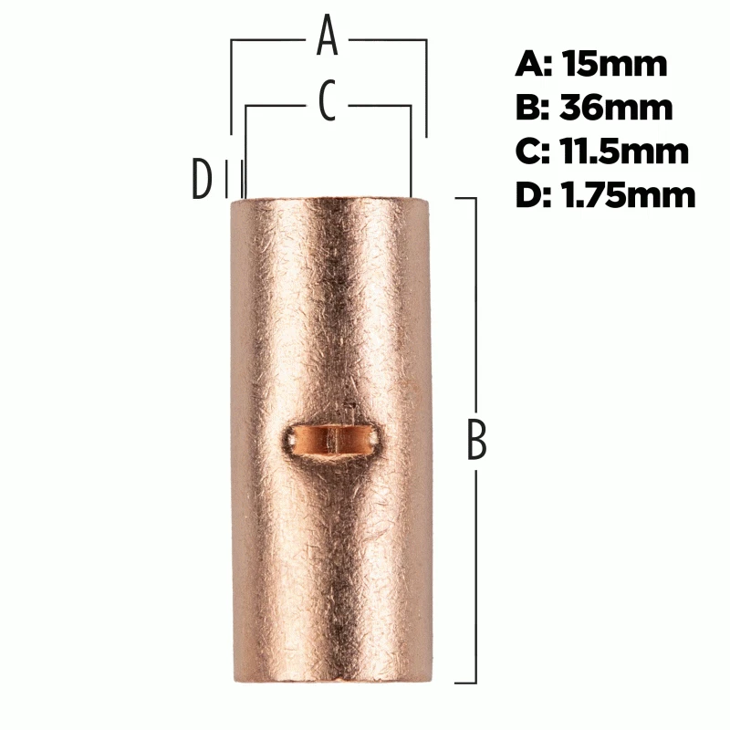 Metra CUR1-0 Copper Uninsulated Butt Connector 1/0 Gauge Package of 10 - Image 4 of 4