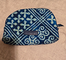 Vera Bradley Blue/White Fabric Makeup Bag Cosmetic Case with Zipper