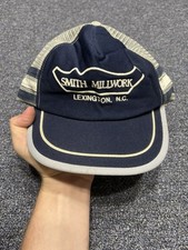 Vintage 3 Stripe Hat Mesh Snapback Trucker Cap Puff Print Made in USA