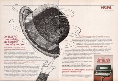 Visual Commuter Portable Computer Vintage Print Ad 1984 IBM PC