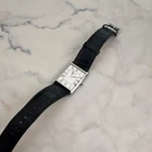 Seiko Rectangular vintage dial quartz roman numerals black leather (with box)