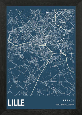 Lille Bauplan Straßenkarte gerahmtes Wandbild Poster Leinwanddruck Bild