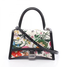 GUCCI BALENCIAGA Hacker Project Flora Hour Glass Canvas Hand Bag Canvas Leather