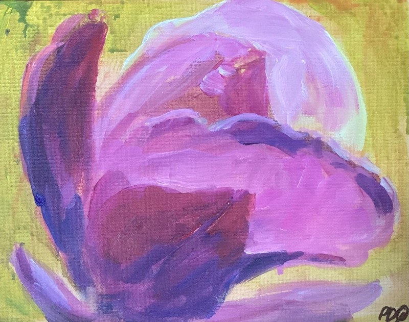 PDQ Artist Original Painting Flower Magnolia Color Abstract Acrylic 8x10 Canvas