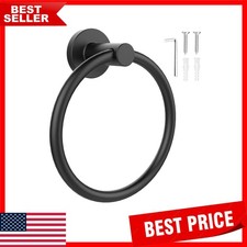 Elegant Matte Black Towel Holder - Durable Stainless Steel Hand Towel Ring
