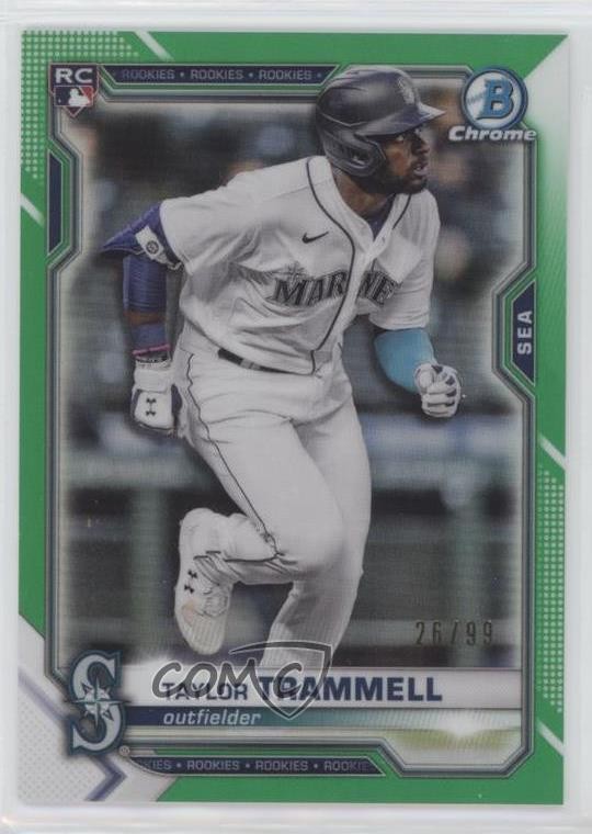 2021 Bowman Chrome Green Refractor 26/99 Taylor Trammell #61 Rookie RC 0hz4
