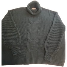 Zenana Green Turtle Neck Sweater Womens Size XL Cable Knit Tunic