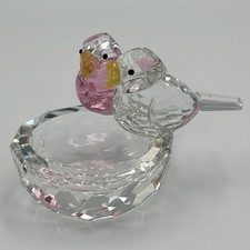 Handmade Crystal Glass 2 Birds & Nest Figurin...