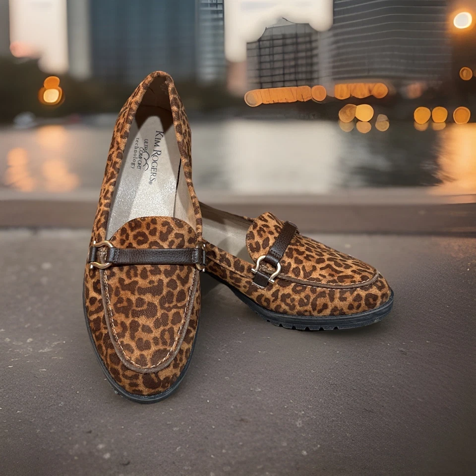 Kim Rogers Mujer 7.5M Helena Mocasines Estampado Leopardo Ultra Cómodos Zapatos Sin Cordones Foto 3 de 4
