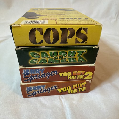 #ad Jerry Springer Too Hot for TV 1 amp; 2 COPS Caught on Camera VHS Lot $30.00