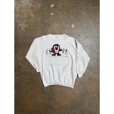 Vintage 90s Looney Tunes Sweatshirt Embroidered Gray XL Bugs Bunny Taz Tweety