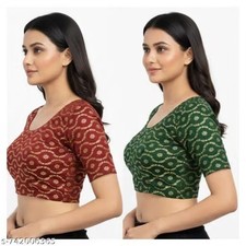 2 Stretchable Blouse For Women Crop Top Saree Choli Readymade Blouse Floral